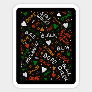 Dope Melanin Black Girl Magic Pattern Sticker